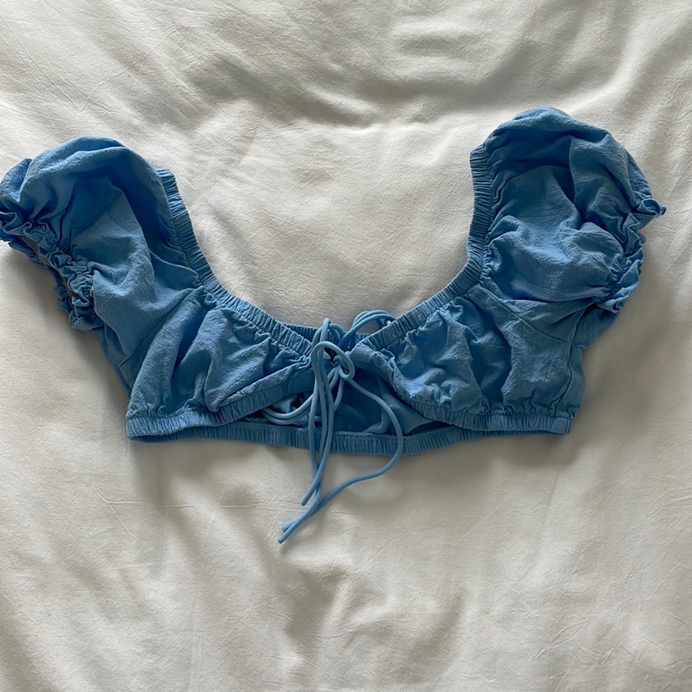 Blue tie top